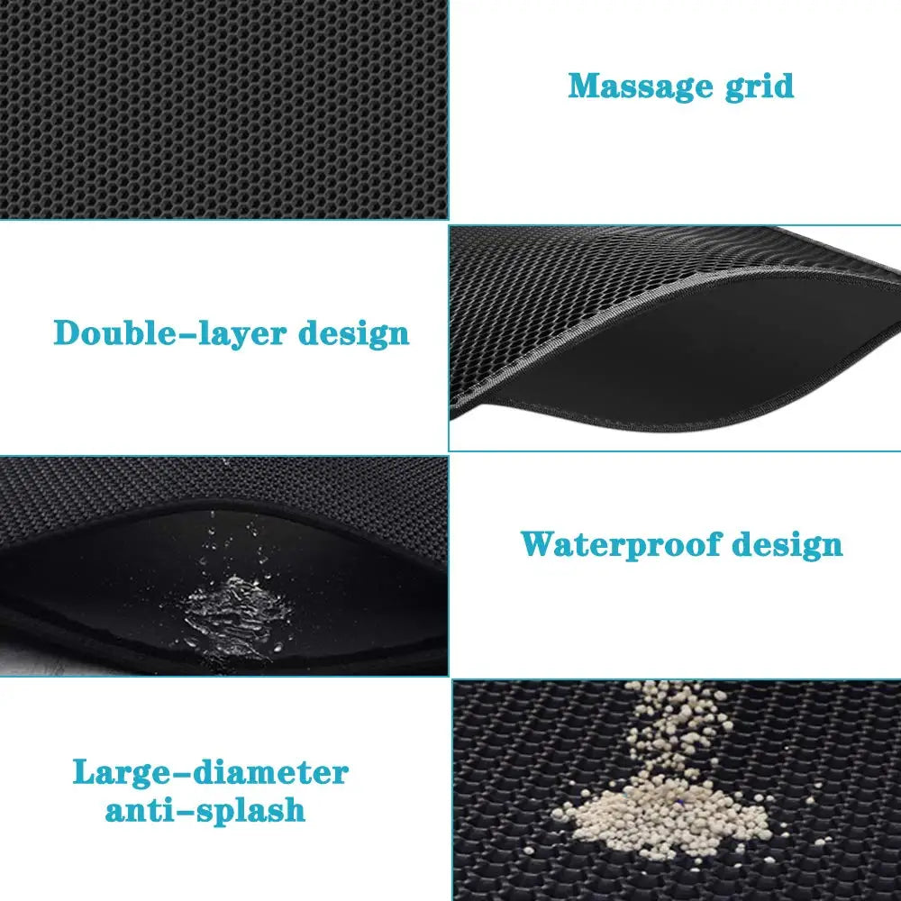 PawPal Double-Layer Cat Litter Mat: Waterproof, Non-Slip & Washable