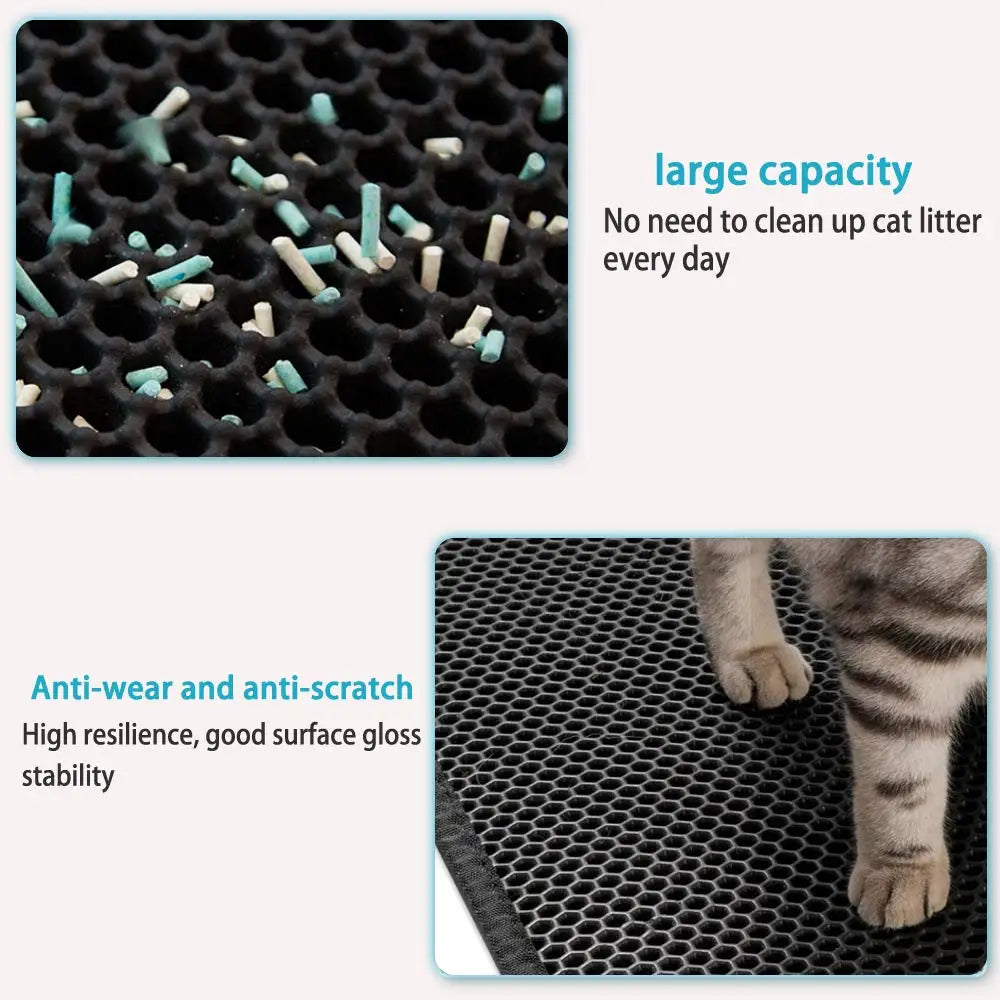 Tapis de litière pour chat double couche PawPal : imperméable, antidérapant et lavable